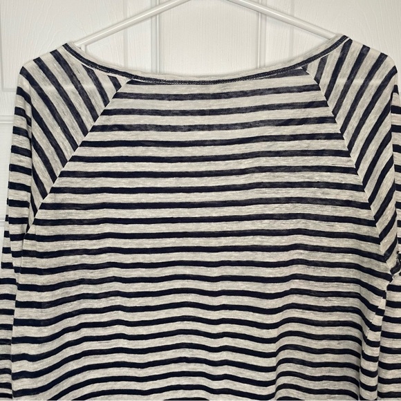 Joie 100% Linen Blue and White Striped 3/4 Length Sleeve Top Medium - Picture 6 of 6